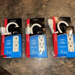 Lot If 3 Sunbeam One Foot 3 Outlet Power Bar New With Tags